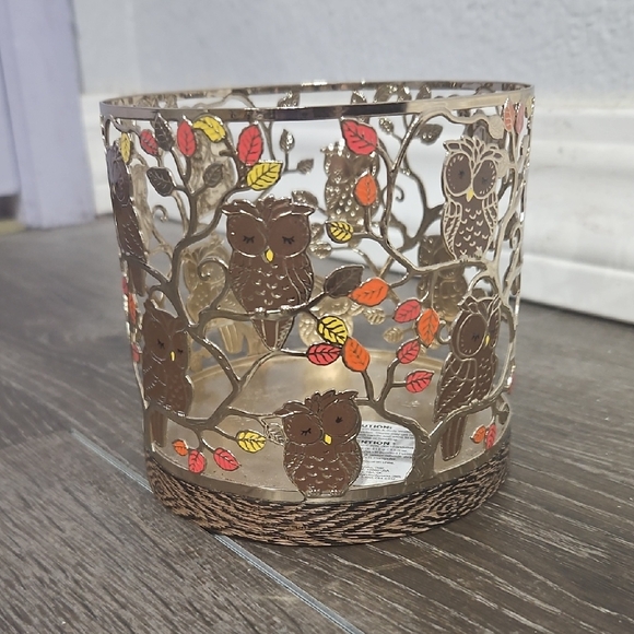 Bath & Body Works Owl Candle Holder with Colorful Leaves - Picture 1 of 4